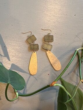 Gold Dangle Earrings with Rectangles